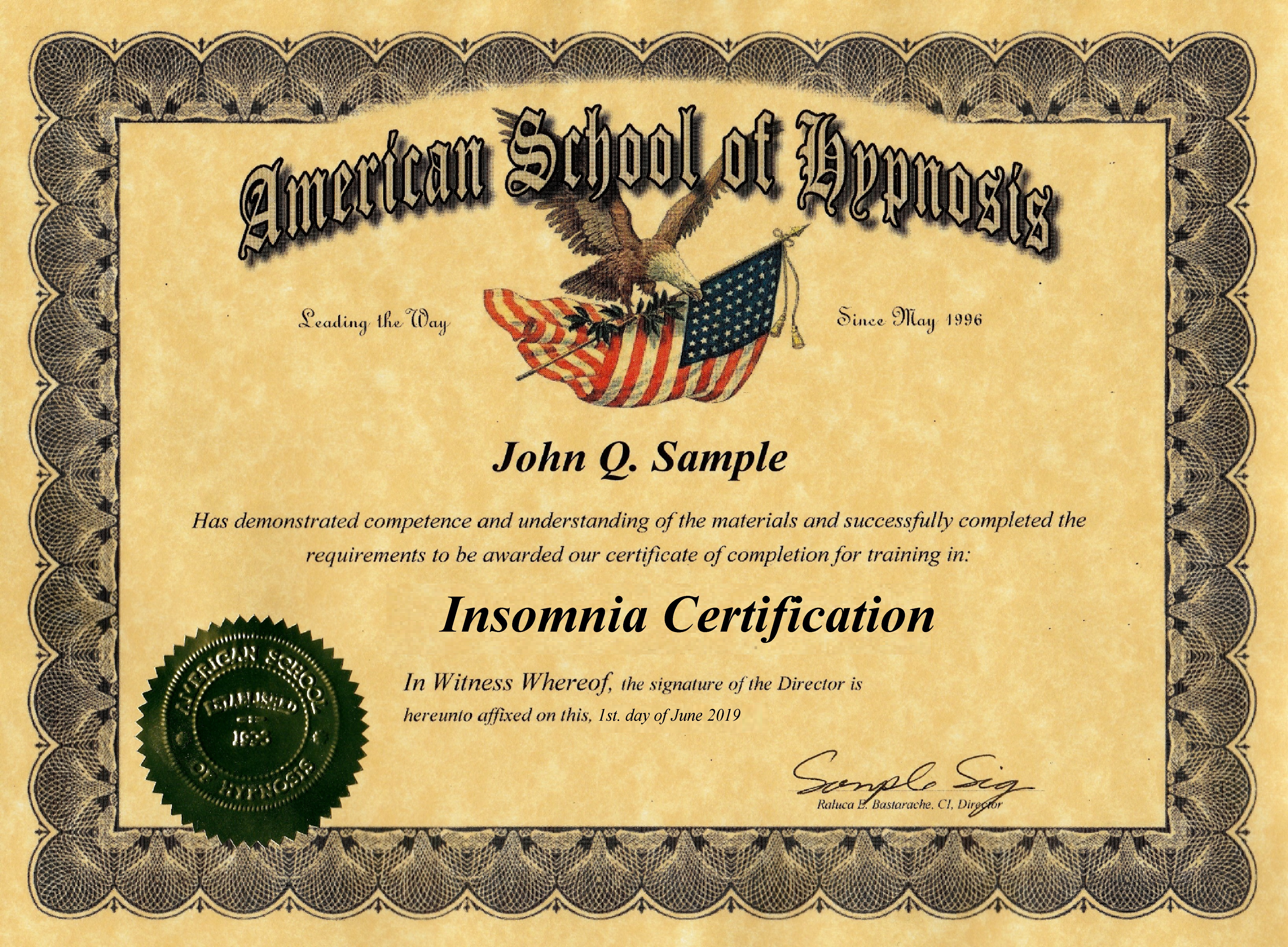 certificate insomnia